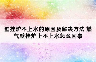 壁挂炉不上水的原因及解决方法 燃气壁挂炉上不上水怎么回事